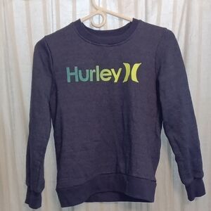 Hurley Navy Crewneck Sweatshirt with Green Gradient Logo